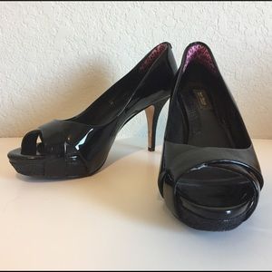 White House Black Market Black Patent Peep Toe